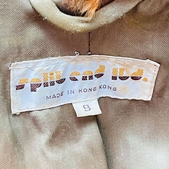 FUR COAT Y2K Vintage SPLIT END LTD. British Tan Genuine Rabbit Fur Winter Coat J - Picture 11 of 12